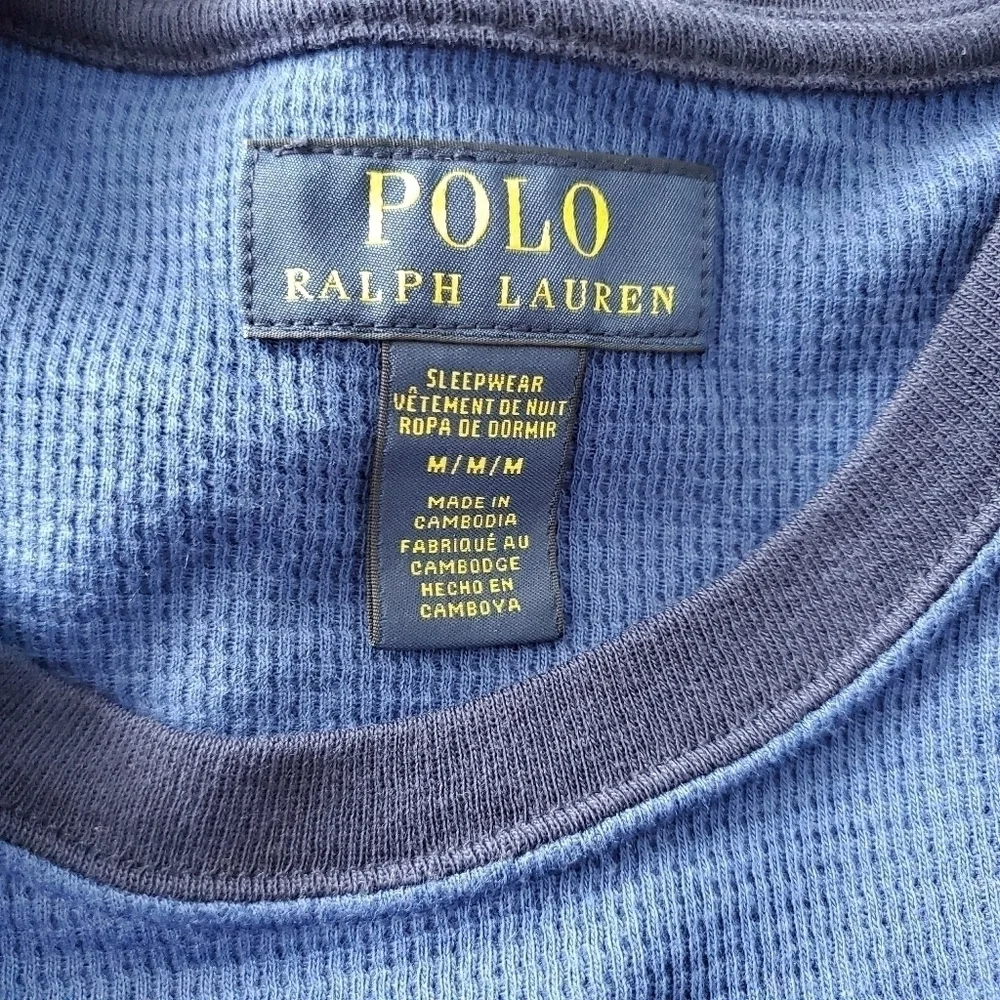 NEW Polo Ralph Lauren Logo Crest Blue Pajama Shirt